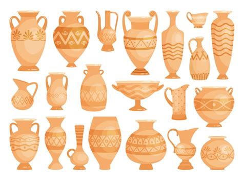 Premium Vector Ancient Decorative Pots Isolated On White