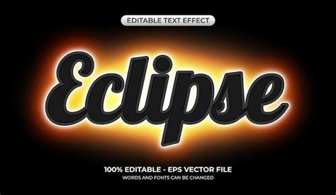 Efecto De Texto Eclipse Solar Efecto De Texto De Ne N Brillante Rojo