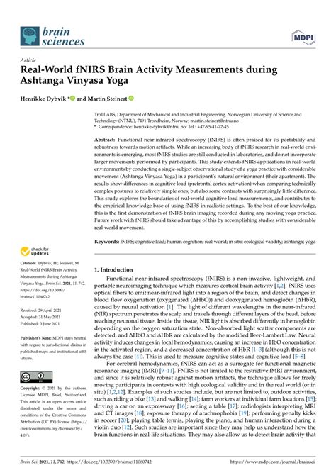 PDF Real World FNIRS Brain Activity Measurements During Ashtanga