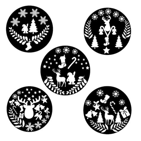 Elementos Vectoriales De Navidad En Blanco Y Negro Vector Premium