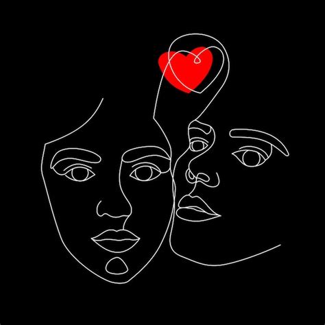 Premium Vector Two Female Faces Drawn With One Continuous Line