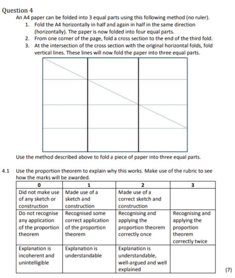 Solved Question 4 An A4 Paper Can Be Folded Into 3 Equal