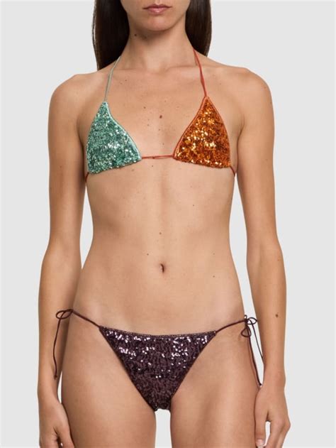 Dreiecks bikini mit pailletten Oséree Swimwear Damen Luisaviaroma