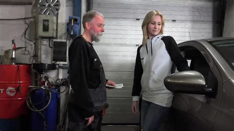 Hot Blonde Rides Old Guy S Dick In Garage