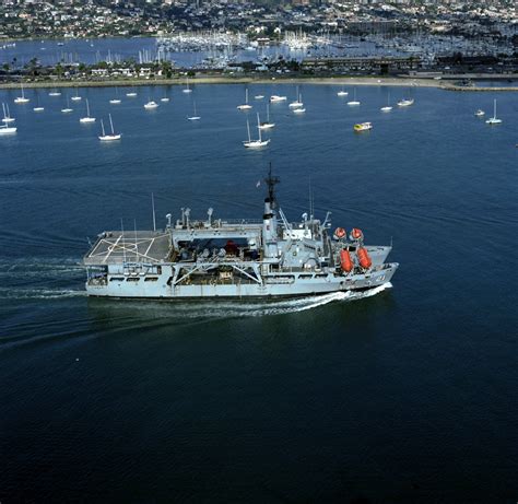 Aerial Starboard View Of The US Navy USN Submarine Rescue Ship USS