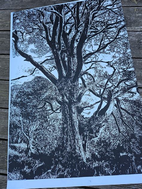 The Survivorvery Large Original Lino Printlandscape Art Printnature