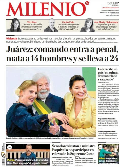 Periódico Milenio México Periódicos De México Edición De Lunes 2 De Enero De 2023