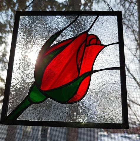 Stained Glass Rosebud Panel With Zinc Frame In 2021 Stained Glass