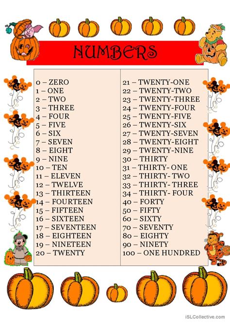 Halloween Numbers Pictur… English Esl Worksheets Pdf And Doc