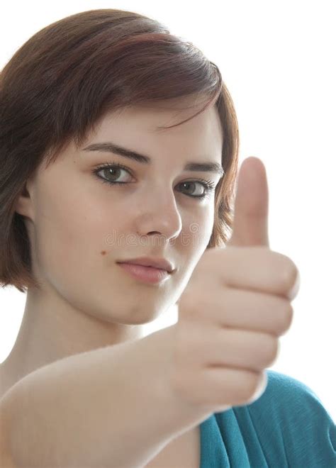 Thumb Up Stock Photo Image Of Female Joyful Brown 25616984