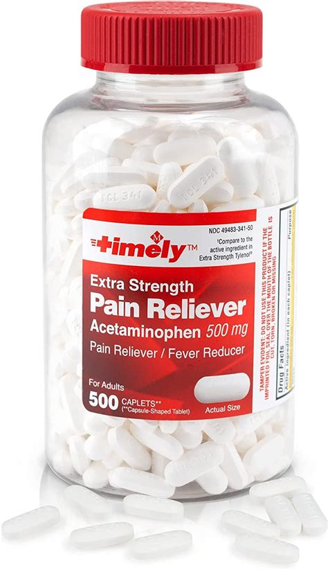 Timely Extra Strength Pain Relief Tablets 500 Ct Acetaminophen 500mg