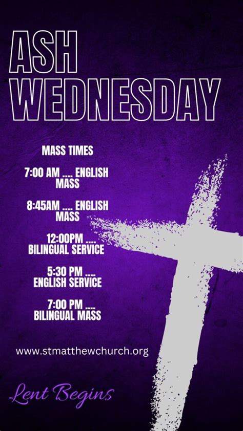 Ash Wednesday Schedule St Matthew Church