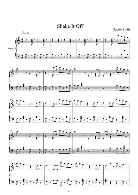 Shake It Off Arr Taylor Swift By Taylor Swift Sheet Music For Piano