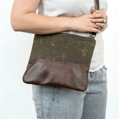 Zip Top Cross Body Day Bag Waxed Canvas Crossbody Bag Cross Etsy