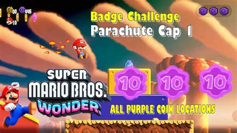 Badge Challenge Parachute Cap Super Mario Bros Wonder All Purple