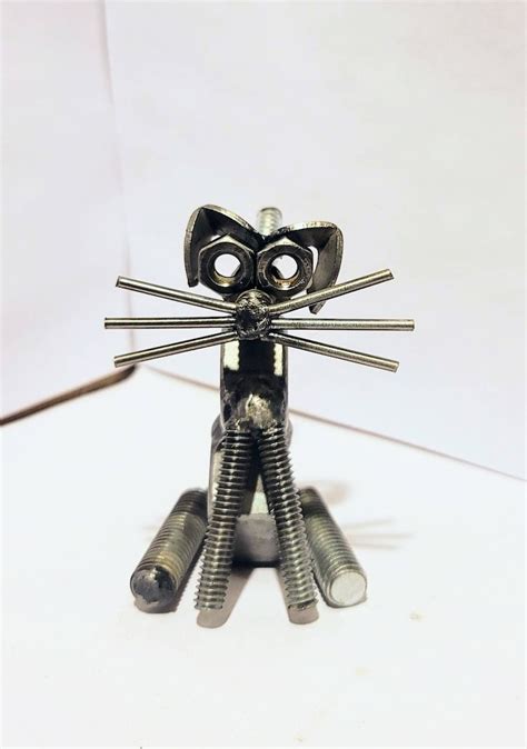 Scrap Metal Cat Sculpture Etsy