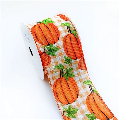 Wr X Yard Autumn Festival Pumpkins On Plaid Wired Edge