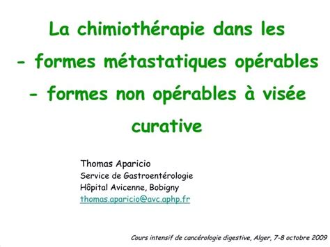 PPT La Chimioth Rapie Dans Les Formes M Tastatiques Op Rables