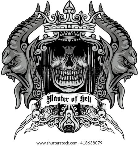 Gothic Coat Arms Skull Grungevintage Design Stock Vector