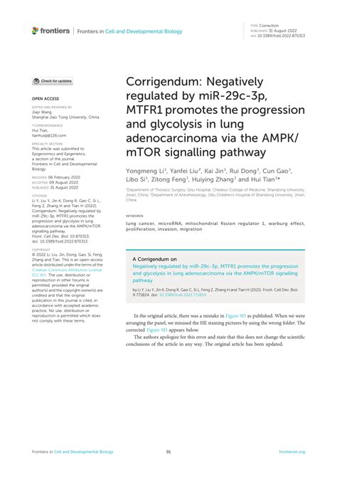 Pdf Corrigendum Negatively Regulated By Mir C P Mtfr Promotes