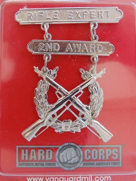 USMC US MARINE CORPS ALL RANKS RIFLE EXPERT SILVER BREAST BADGE 2ND ...