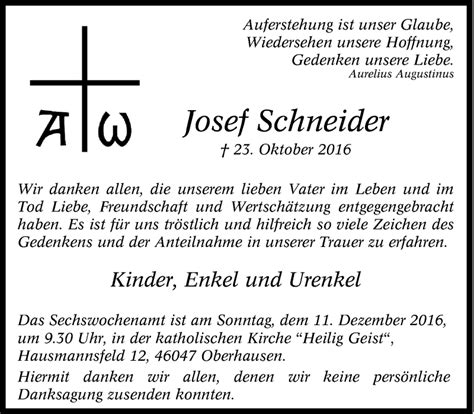 Traueranzeigen Von Josef Schneider Trauer In Nrw De