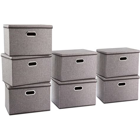 Buy Prandom Large Foldable Storage Bins With Lids Pack Linenfabric