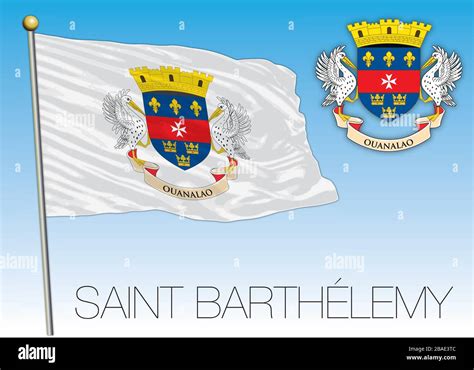 Drapeau national officiel de Saint Barthélemy et armoiries caraïbes