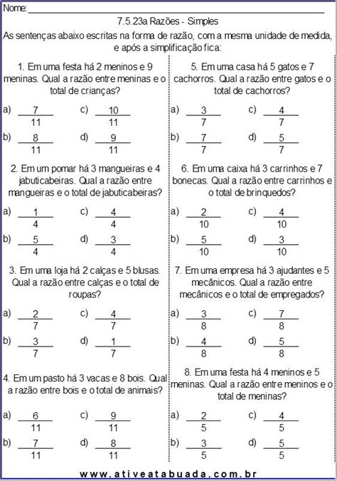 7 05 Razão Proporção Regra De Três Simples E Composta