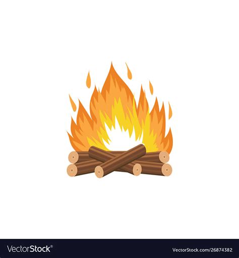 Campfire With Burning Wood Logs And Flame Cartoon Vector Image