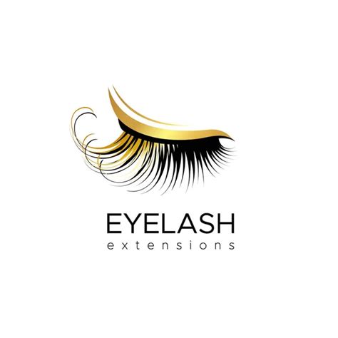 Eyelash Logo Template Eyelash Extension Concept Lush Black Lashes On White Background For