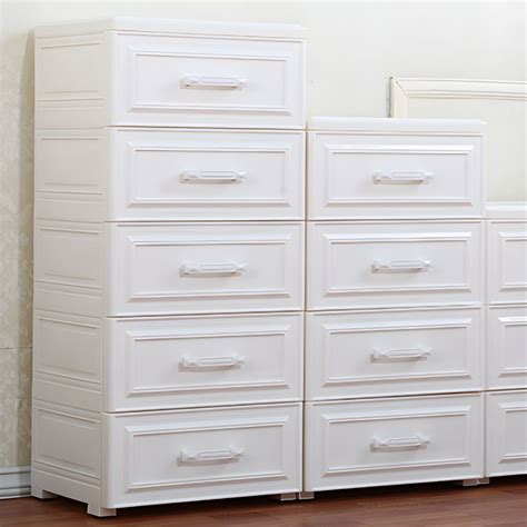 Vertical Plastic Lingerie Chest Modern Style Storage Chest With Drawers Beige Dressers Chests