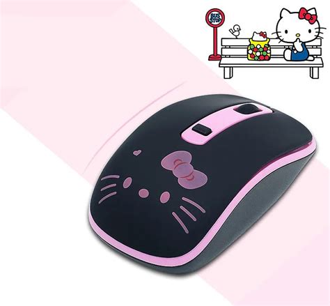 Розовая Бесшумная hello kitty 2,4 ГГц Беспроводная оптическая ультра ...