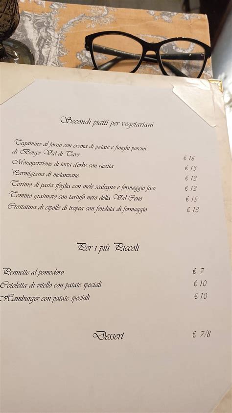 Menu Da Ristorante La Pergola Bedonia