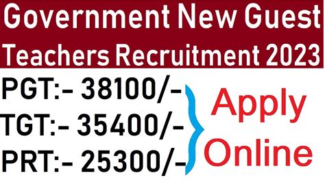 New Government Pgt Tgt Prt Teachers Recruitment