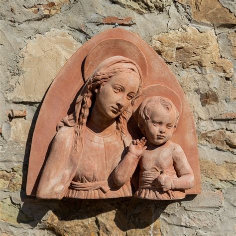 Vierge à l Enfant Haut Relief Terre Cuite Impruneta