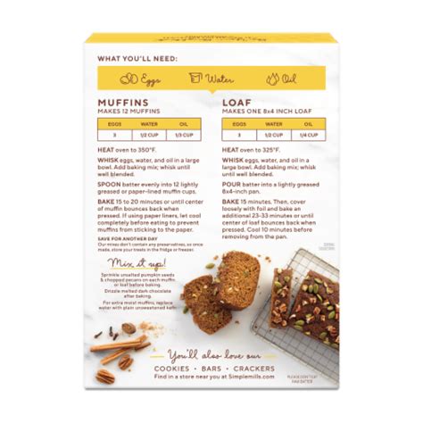 Simple Mills Pumpkin Muffin Bread Almond Flour Baking Mix 9 Oz