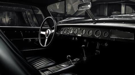 Premium AI Image | view of classic race car interior in the style of monochromatic elegance