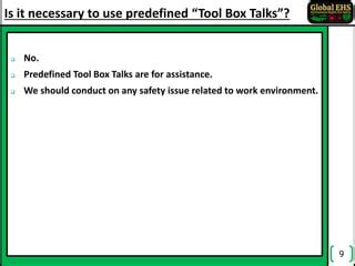 Introduction Of Tool Box Talk Rev Global Ehs Tbt Ppt Pdf