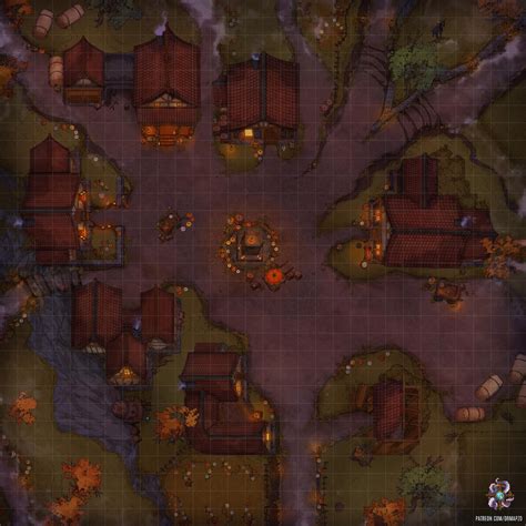 Halloween Village Battle Map 30x30 R Dndmaps