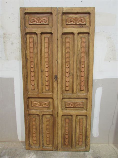 Antique Pair Carved Mexican Old Doors Primitive Rustic 39x815