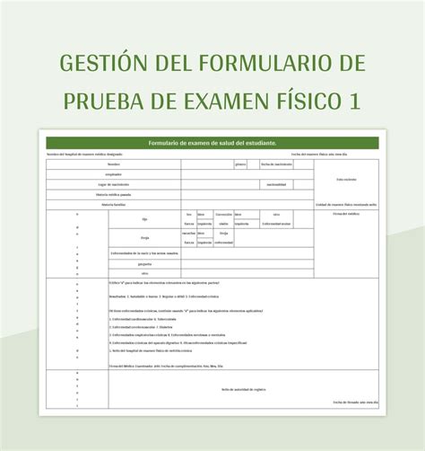 Plantilla De Formato Excel Gesti N Del Formulario De Prueba De Examen