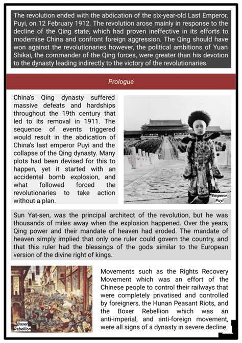 Xinhai Revolution History, Facts & Worksheets for Kids