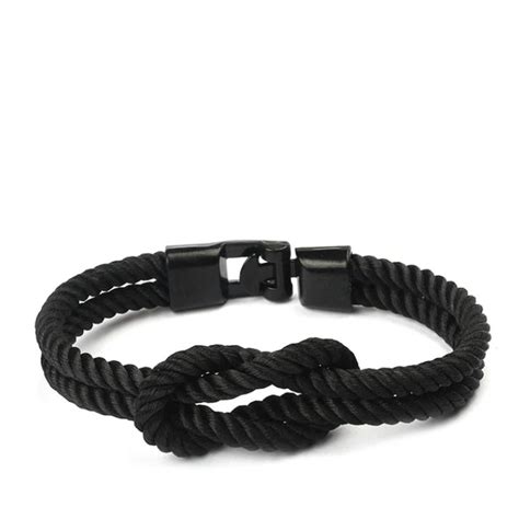 Pulsera Cuerda Trenzada Negro Marinera The Oh Store