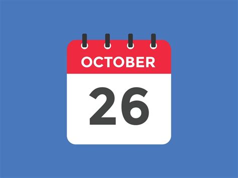 Recordatorio Del Calendario Del 26 De Octubre Plantilla De Icono De