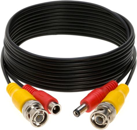 20FT Black Premade BNC Video Power Cable Wire For Security Camera CCTV