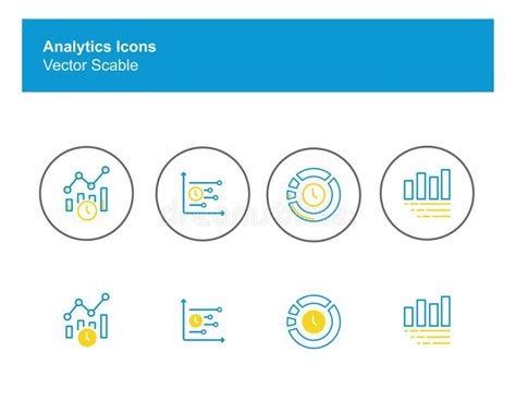 Analytics Icon Set Data Analysis Stock Vector Illustration Of