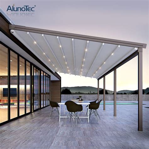 Alunotec Motorized Retractable Pvc Roofing Gazebo Canopy Folding Roof