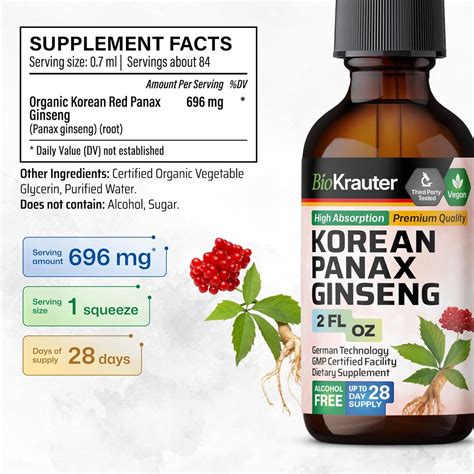 Bio Krauter Panax Gotas L Quidas De Ginseng Extracto De Ginseng Coreano