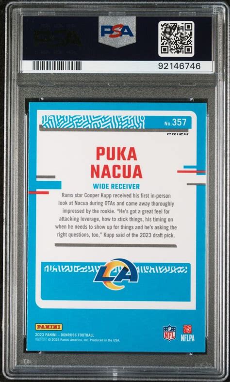 Puka Nacua 2023 Donruss Rated Rookie Optic Preview Pink Prizm 357